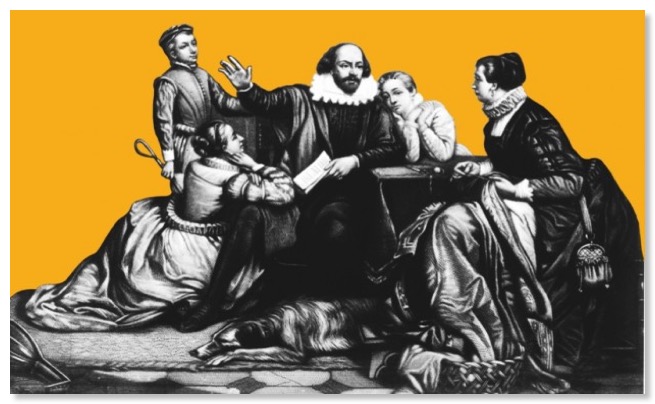 Image of Shakespeare surrounded by swooning women